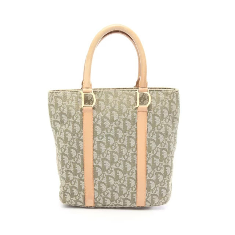 Christian Dior Trotter Tote Bag Canvas Leather Beige Brown Cream